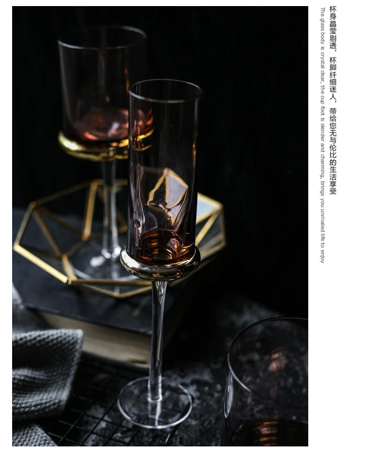 Европейский позолоченный бокал, бокал для вина, шампанского, ароматерапия, подсвечник, чашки для свечей, декоративное стекло