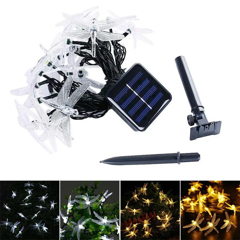 

Solar Power String Lights LED Simulation Dragonfly Decoration For Lawn Christmas Trees Party TN99