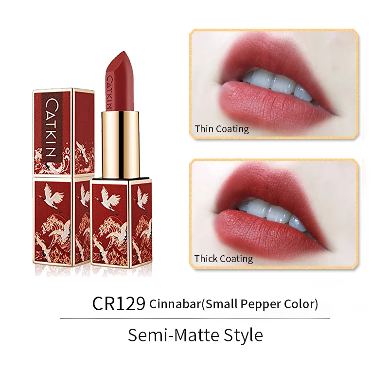 Catkin Lipstick Natural Plant Essence Moisturizing Matte Lip Stick Waterproof Long Lasting Protect Lip Makeup Chinese Style - Цвет: Color CR129