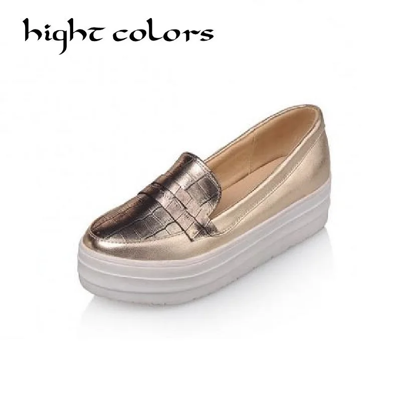 HIGHT COLORS Women Flats Platform Shoes Woman Slip On Espadrilles Platform Loafers Silver Gold Creepers Women Casual Shoes HIGHT COLORS Women Flats Platform Shoes Woman Slip On Espadrilles Platform Loafers Silver Gold Creepers Women Casual Shoes