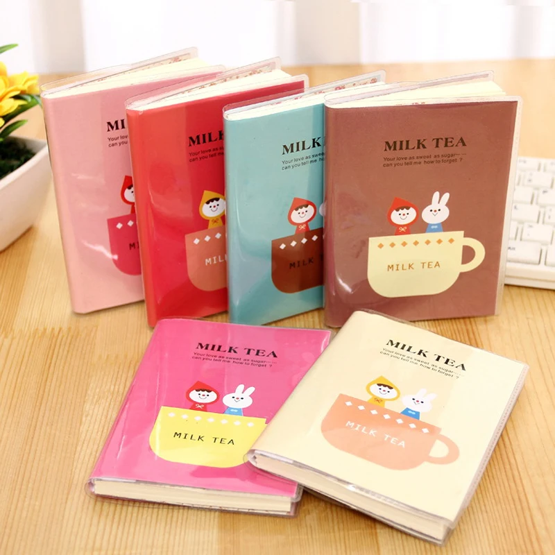 

Plastic Cover Candy Color Random Cartoon Milk Tea Time Diary Notebook Notepad Calendar Journal Kids Gift Student School Supply