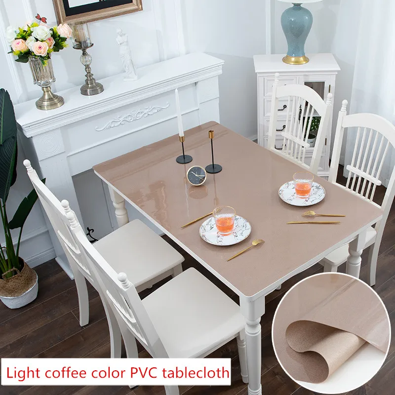  Nordic goden color PVC soft glass tablecloth waterproof oilproof dining table mat party coffee tabl