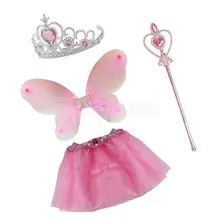 4/комплект, розовый сказочный костюм ангела для девочек, юбка-пачка с крыльями тиара, волшебное платье с палочкой