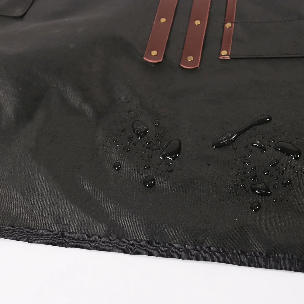 WEEYI Hair Salon Aprons Black Waterproof Cotton Leather Cross Back Barber Uniform Apron For Men Women Hairdresser Apron delantal