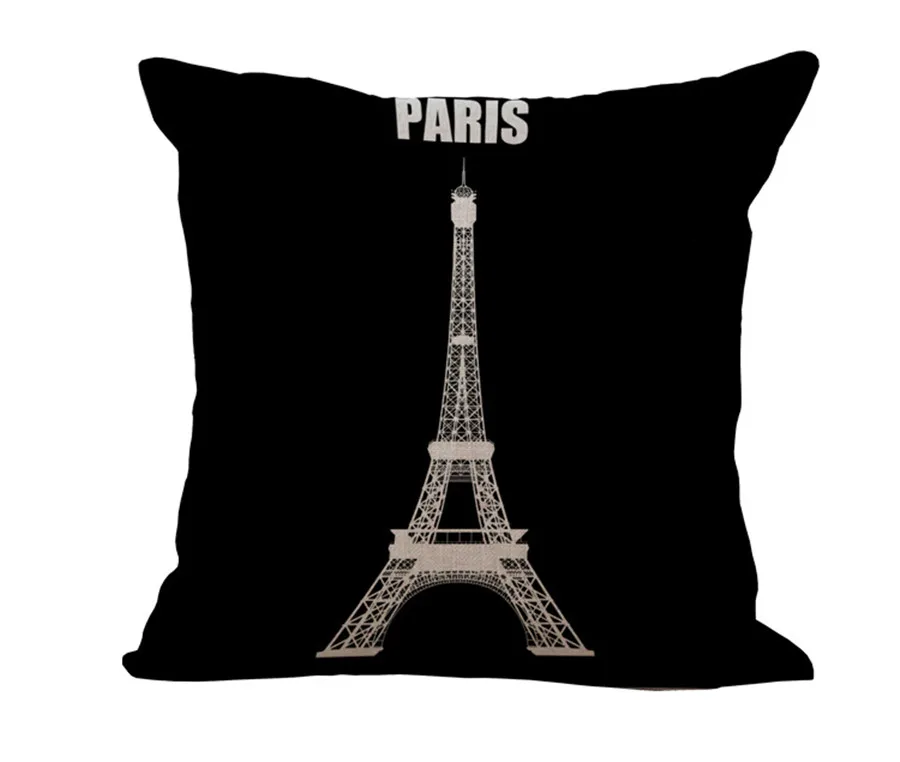 Keep Calm Carry On Cotton Linen Eiffel Tower Pillow Cover