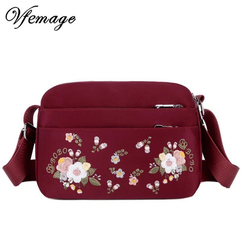 

Vfemage Embroidery Handbags for Women Nylon Messenger Bag Female Small Shoulder Bag Feminina Crossbody Bag Women Purse Phone Bag