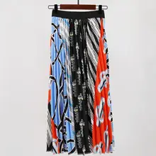 Мультфильм плиссированные супер горячие корейский стиль красочные полосы женщин 3d печать мода высокий уличный Корейская юбка Kawaii