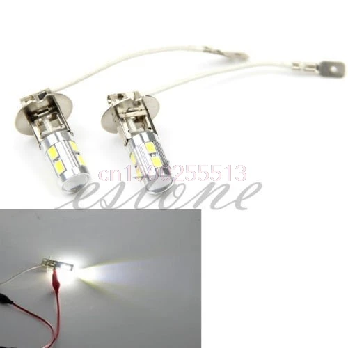 2X Авто H3 светодиодный лампы 10 SMD 5630 белые Противотуманные фары дальнего света