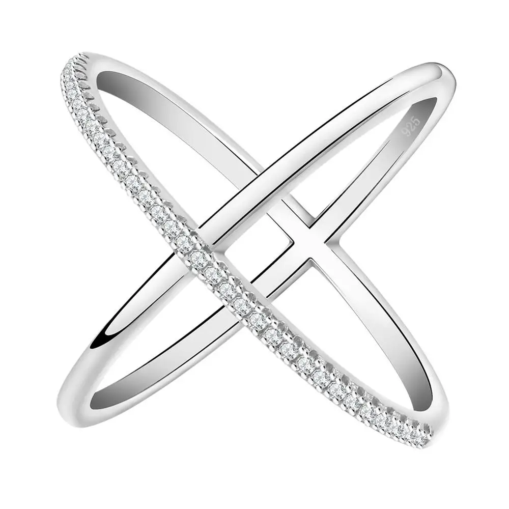 ORSA JEWELS, дизайн, кольцо в стиле бесконечность с 36 шт. микро камнями, CZ женское модное серебряное кольцо, оптом OR66 - Цвет основного камня: Silver Color