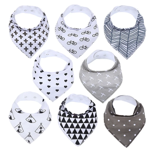 Baby Bandana Drool Bibs, Unisex 8-Pack Gift Set for Drooling and Teething, 100% Organic Cotton, Soft and Absorbent Saliva towel
