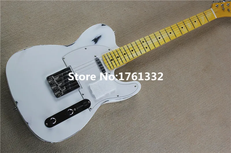 

Factory custom 6 strings white electric guitar with white pickguard,vintage neck,chrome hardware,can be customized