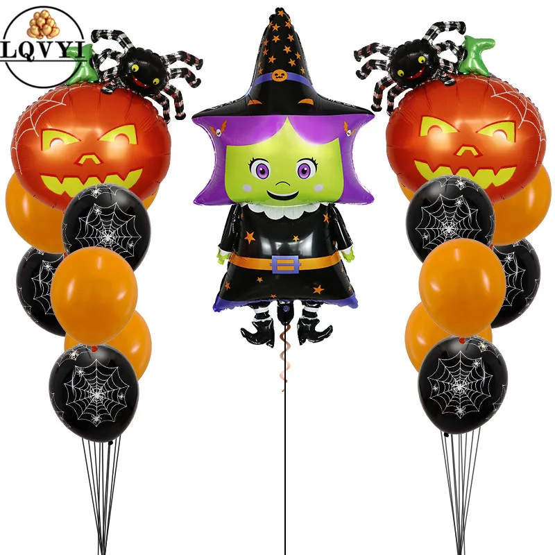 

Pumpkin Bat Witch Cartoon Halloween Foil Balloons DIY Halloween Decorations Children's Inflatable Toys Halloween Helium Balloon