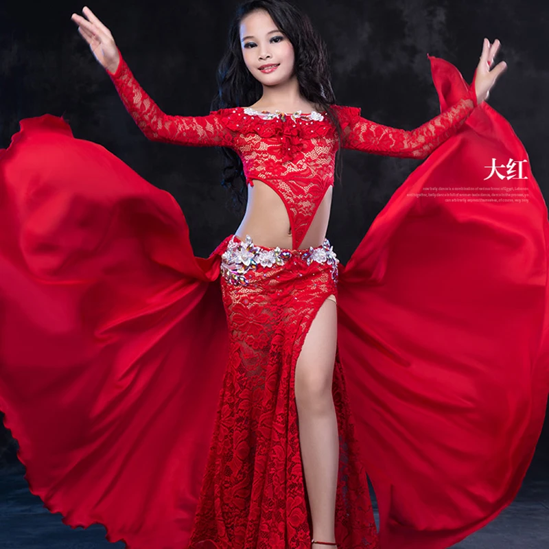 

Children child girl Bellydance oriental Belly eastern Indian dance dancing costumes clothes bra belt ring skirt dress set suit