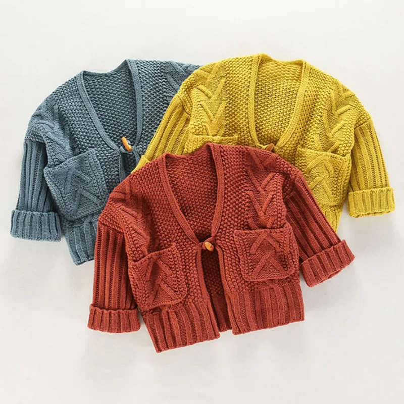

JN8011 Winter Kids Sweater Spring Autumn Girl Boy Sweaters Baby Knitted Cardigan Sweater Soft Warm Child Knit Top Outerwear Coat