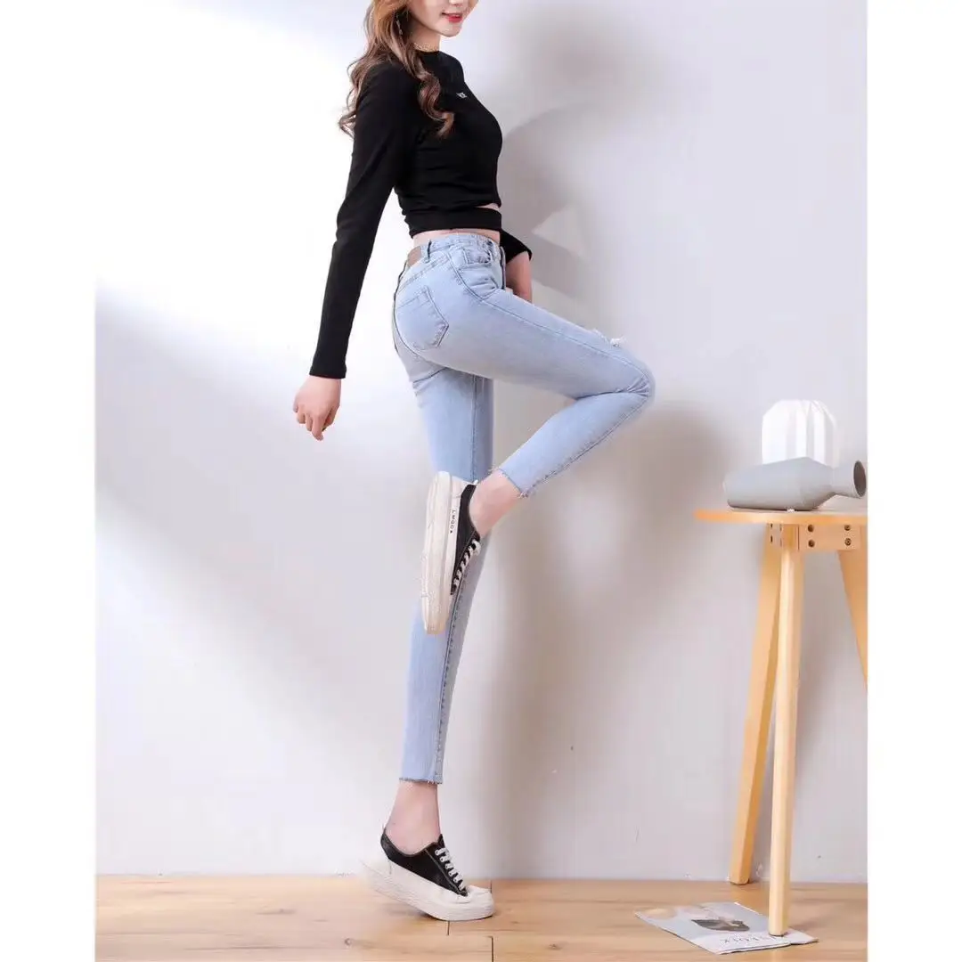 Женские джинсы с высокой талией, эластичные новые джинсовые штаны размера плюс, брюки с эффектом пуш-ап