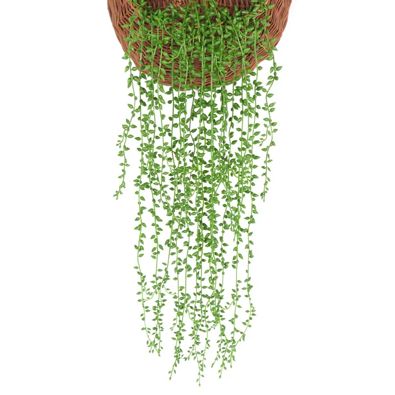 

1pc Artificial Flowers Rattan Fake Leaves Wall Hanging Rattan Home Garden Decor Green Leaves Willow Leaves Hanging Vine Plants