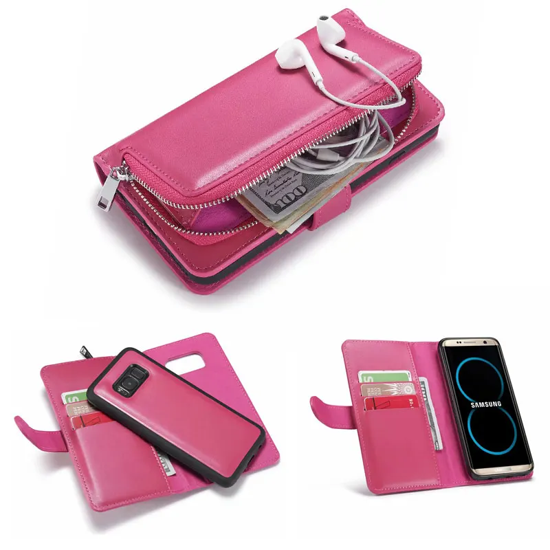 

Detachable Closure Flip Leather Cover for Samsung Galaxy Note 9 8 Case Multifunction Zipper Wallet Case for Samsung S9 S8 Plus