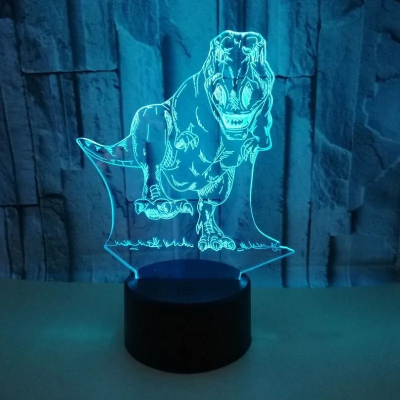 

3D visual Tyrannosaurus Rex Multi-colored Acrylic Light Creative gift 7 color change Desktop Decoration Home Furnishing