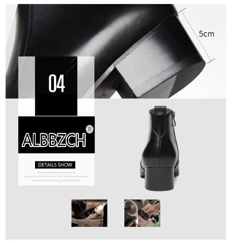 Autumn winter mens pointed toe genuine leather ankle boots men high heels quality wedding dress shoes career work boots botas 44