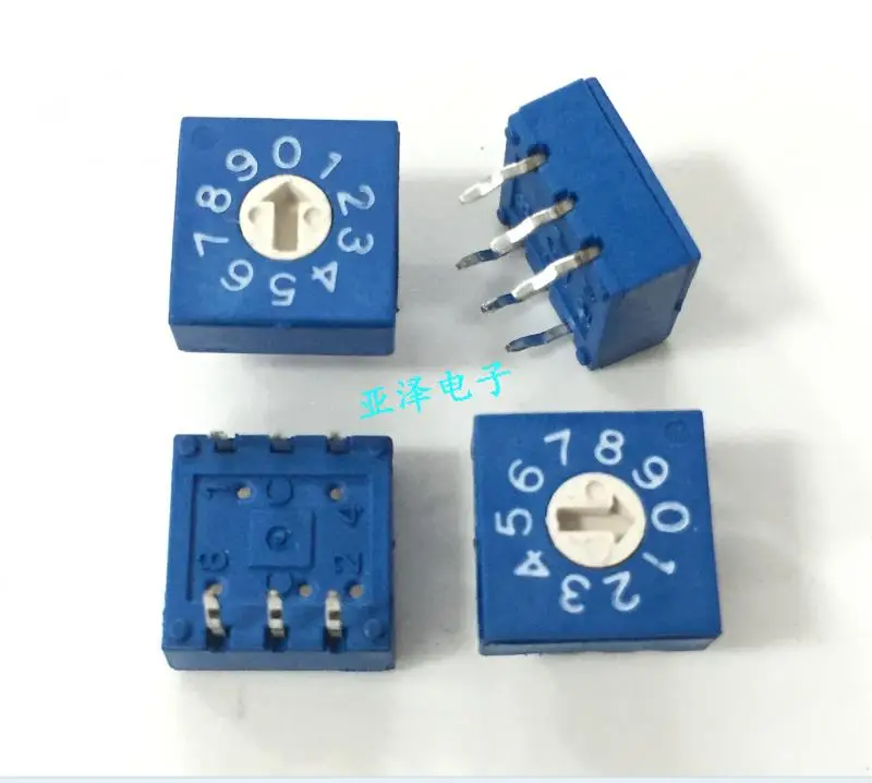 

5PCS/LOT High quality 0-9 rotary coding switch, dial code switch, 10 position PCB encoding switch, 8421C positive code 3:3