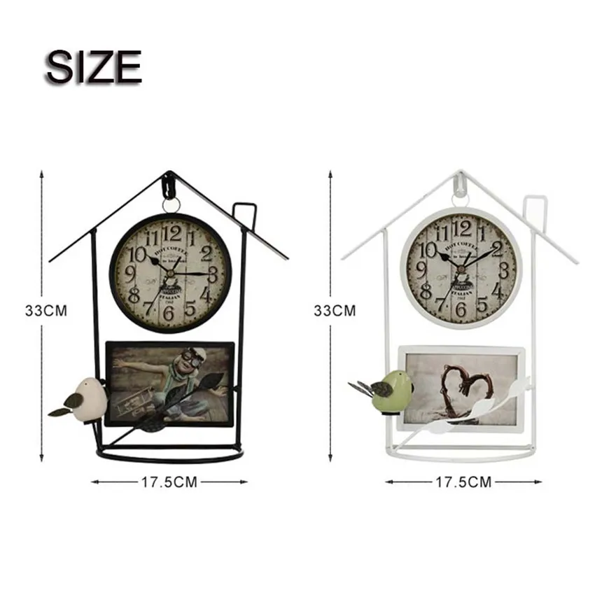 Винтажные Кованые настенные часы в клетку для птиц, декоративные часы, аксессуары для дома, новое украшение дома, часы для гостиной