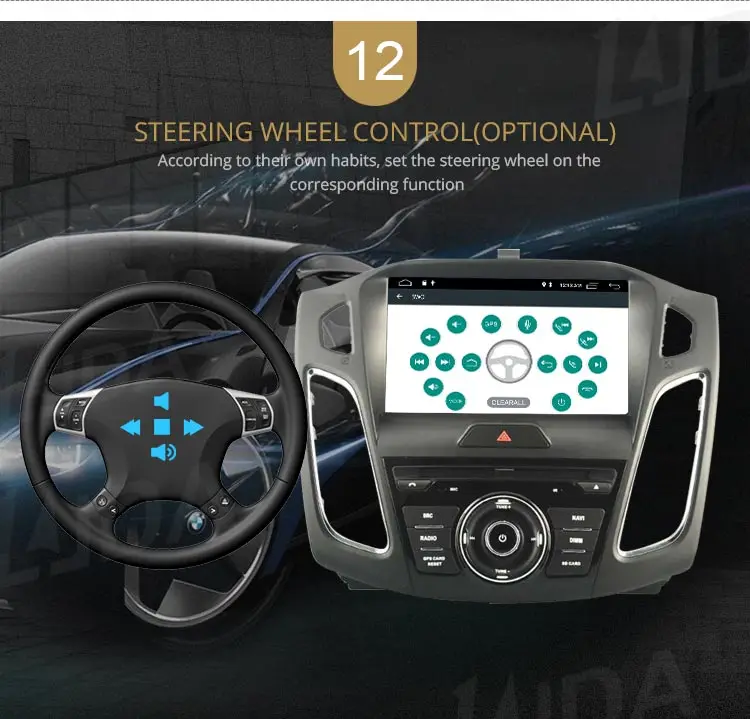 Top LJDA Android 9.1 Car DVD Player For FORD FOCUS 2012 2013 2014 2015 2016 GPS Navigation 1 Din Car Radio Multimedia WIFI Stereo SD 14