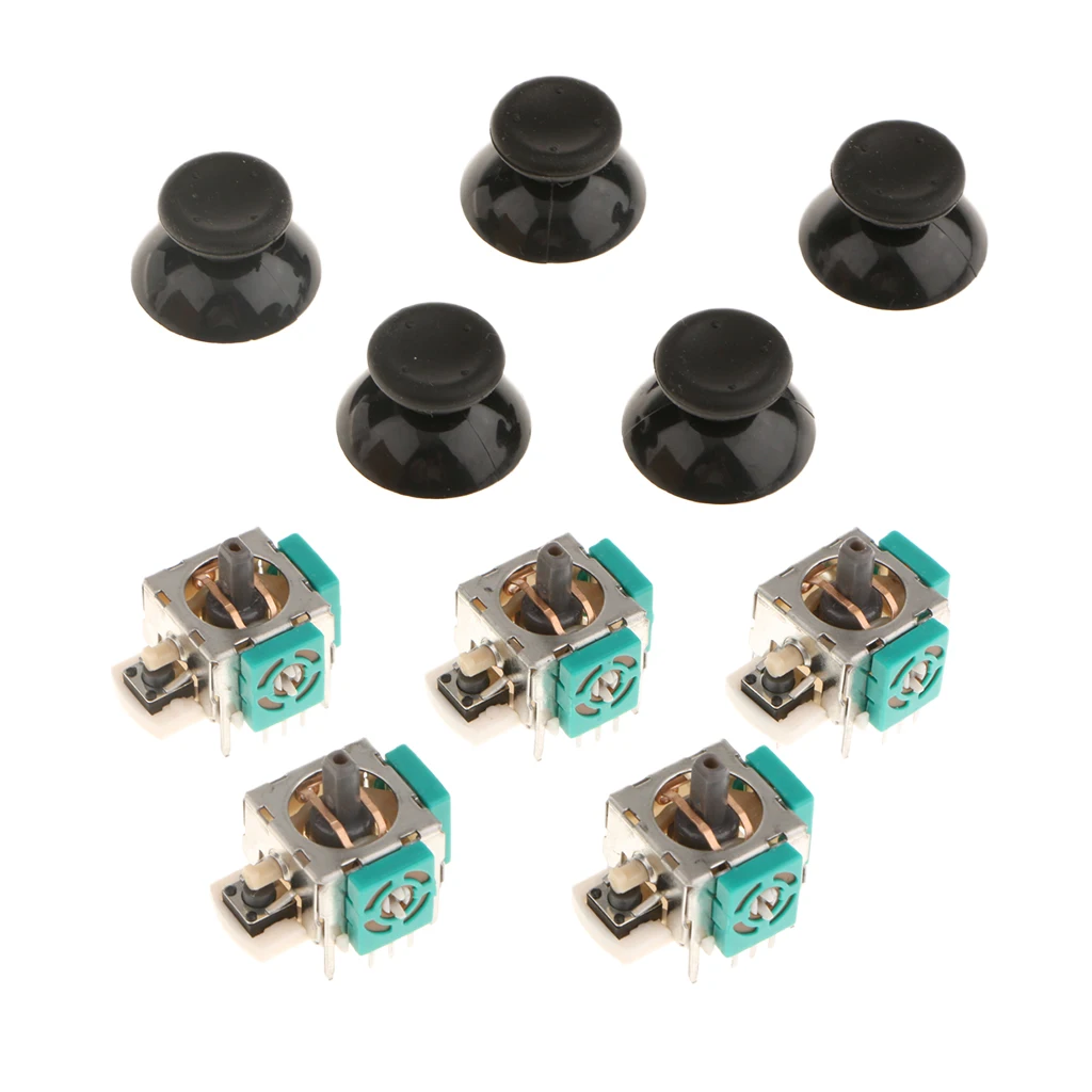 

5x 3D Joystick Wireless Controller Rocker + 5x Thumb Stick Protector Thumbstick Grip Cap for Xbox 360 Replacement Part