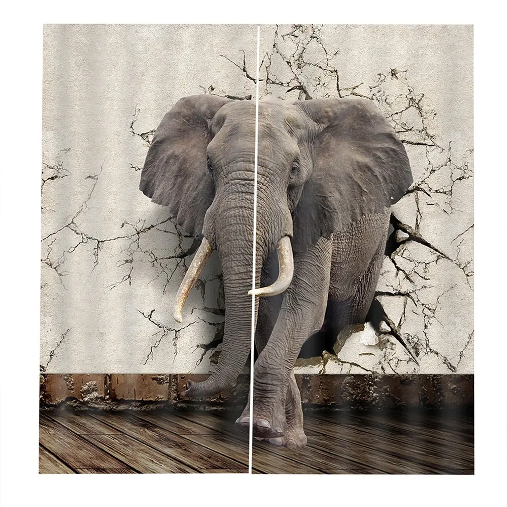 

Elephant 170*200Curtain Floral Flowers Printing Door Window Curtains Home decor Bedroom Living room