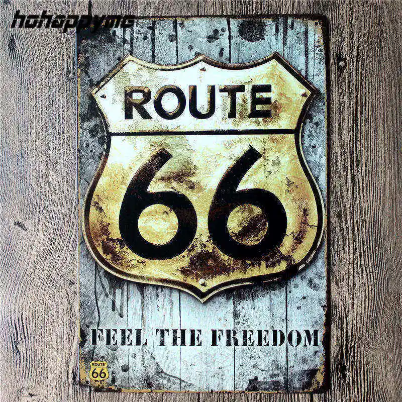  Poster Route 66 Decor Metal Sign Decoration Tin Plates Retro Metal Signs Wall Art Plaque Vintage Pu