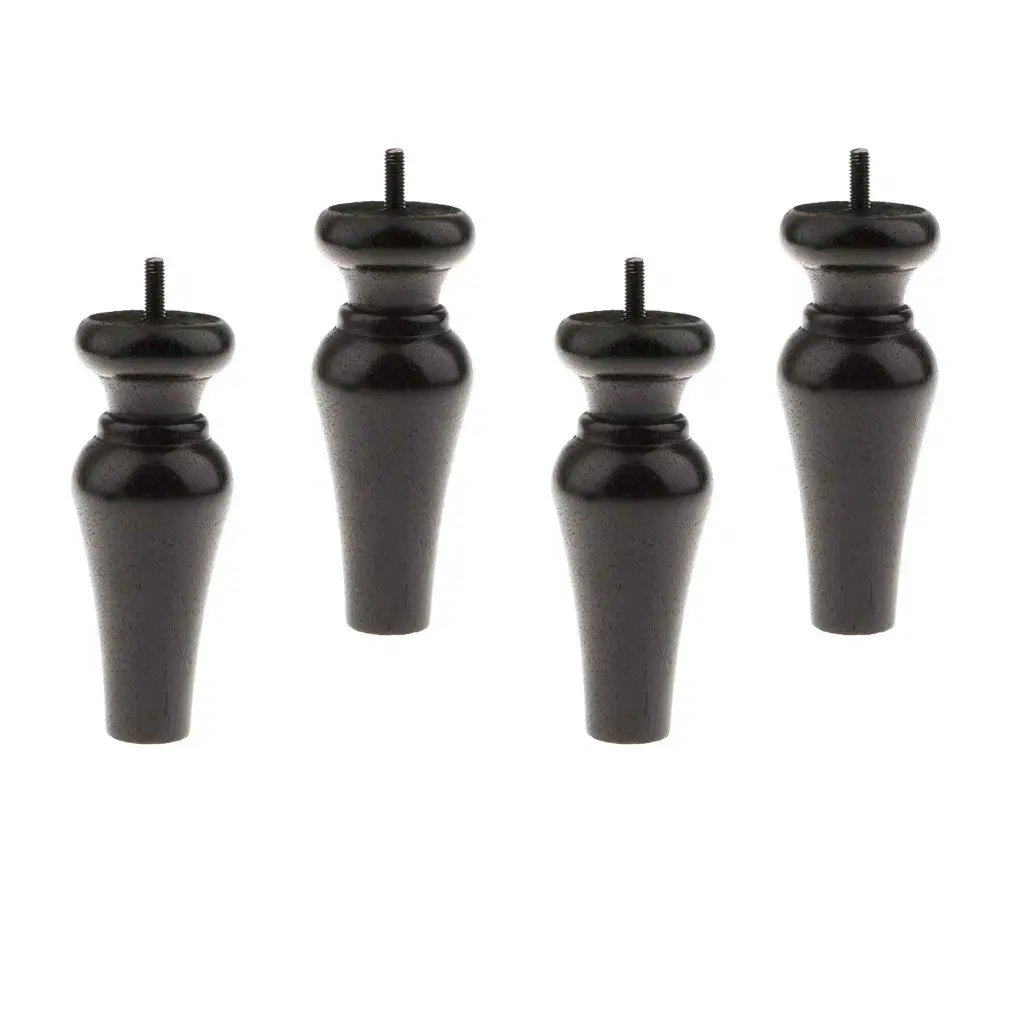 

4 pieces Hot Sale Furniture Foot Wooden Cabinet Foot Height 150 mm Furniture Leg Furniture Caster- black