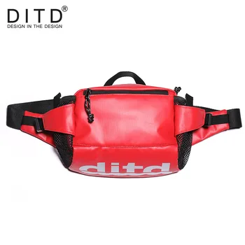 

DITD brand waterproof bag Unisex Print letter waist packs Men Riding fanny women Black pack purse Fashion chest belt bag S-01