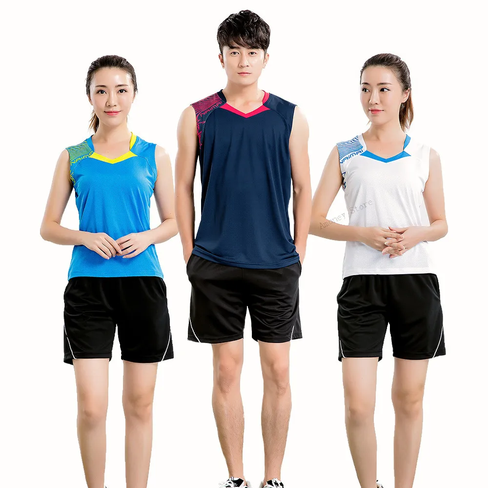 Badminton sem Mangas Shirt do Terno dos Homens Camisa de Badminton Mangas de Corrida Adsmoney Mulheres Poliéster Carta Camisa Desgaste Kit –