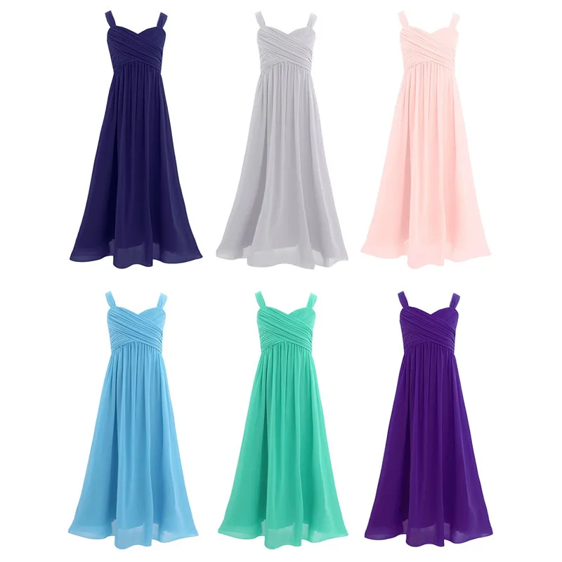 Платье принцессы для девочек шифоновое плиссированное платье на бретельках с