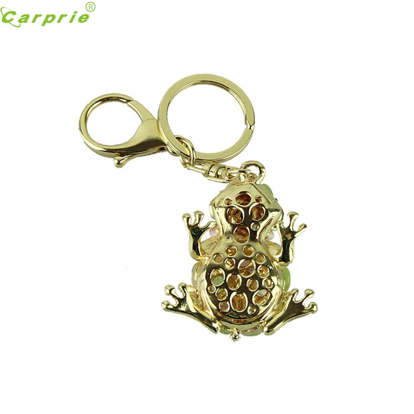 

High Quality New Cat eye stone Frog Keychain Crystal purse Bag Key Chain ring key fob Gift