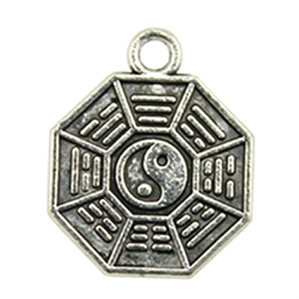 

8pcs Charm Yin Yang Charms Taoism Ba Gua Antique Silver Charms For Jewelry Making Bracelets Accessories Feng Shui 13x16mm