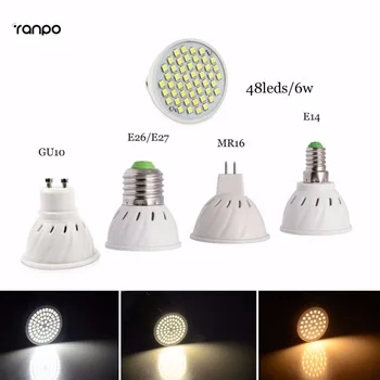 

1PCS E27 E14 MR16 GU10 Lampada LED Bulb AC110 220V Bombillas LED Lamp Spotlight 48LED 2835 Downlight DC 12v 5W Warm/Cool White