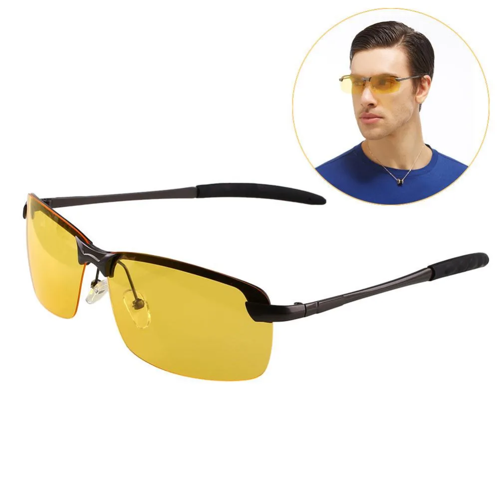 Men Night Driving Anti Glare Glasses Polarized Yellow Driver Sunglasses