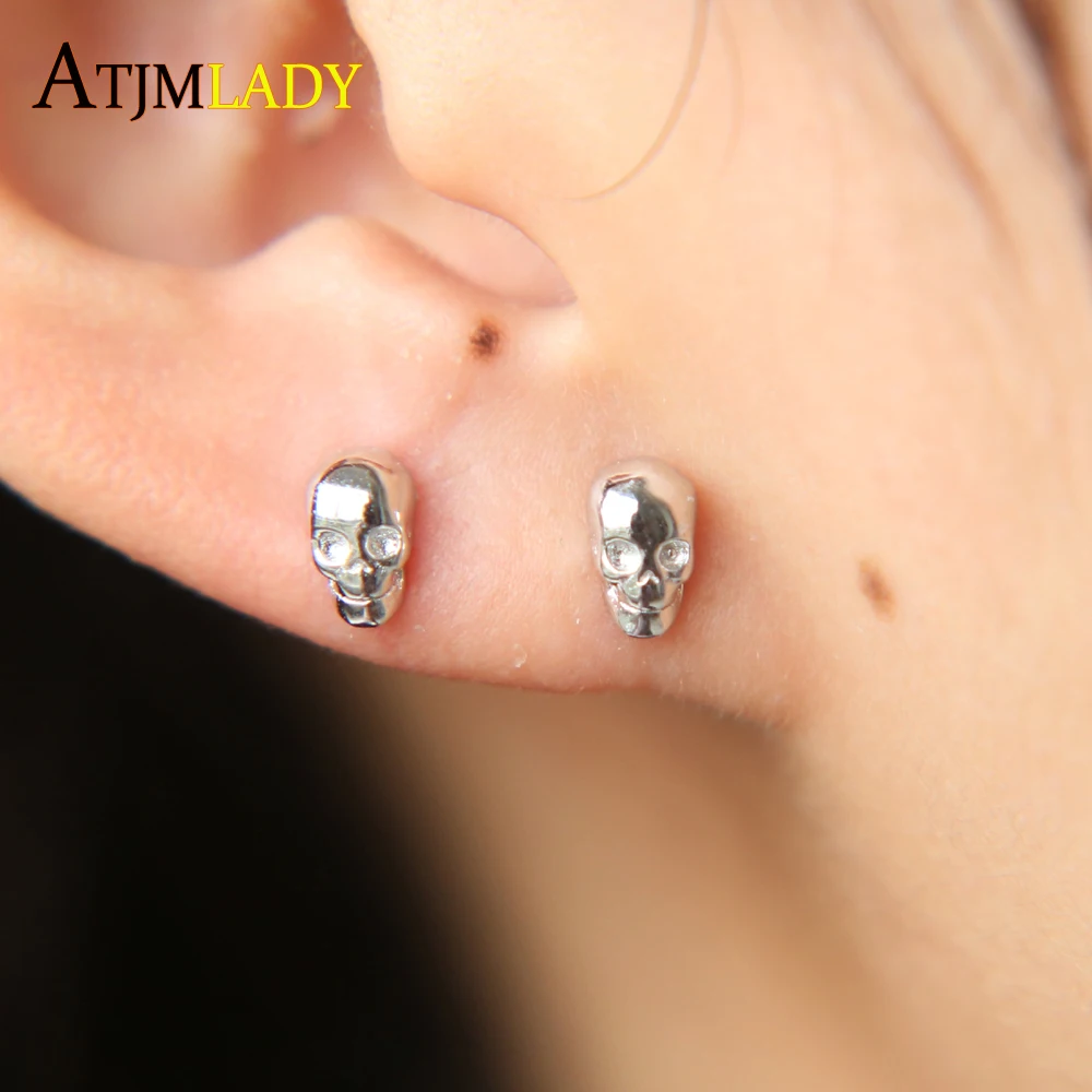 Ограниченная Акция марки бринсос, высокое качество, 925 Пробы 7 мм Мини Элегантные ювелирные изделия шпильки-черепа маленький Для женщин девушки серьги