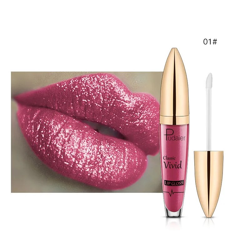 Pudaier 18Colors Glitter Liquid Lipgloss Waterproof Makeup Cosmetics Bright Lip Sense Metallic Matte Pearl Lip Gloss - Цвет: Color 01