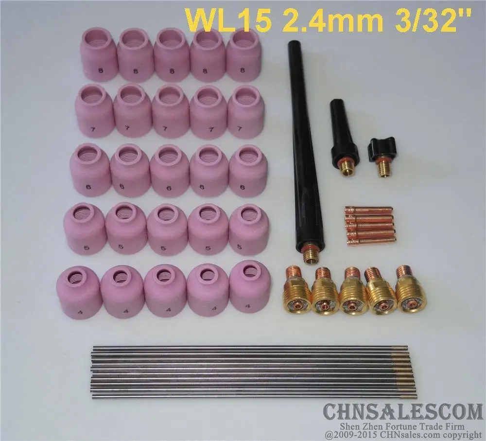 CHNsalescom 48 шт. набор для сварки TIG газовый объектив сварофонарь WP 9 20 WL15 3/32