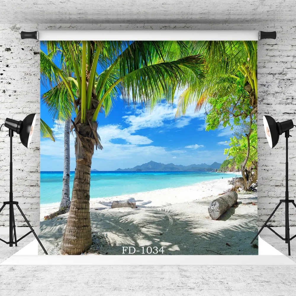 

Seaside Beach Palm Tree Photographic Background For Photo Shoot Props Wedding Child Vinyl Cloth Photo Backdrop Photo Booth