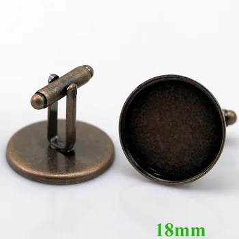

Men's Cuff Links Cufflinks 18mm Glass Cameo Cabochons Bases Blank Metal Findings DIY Antique Copper Plated Wholesale