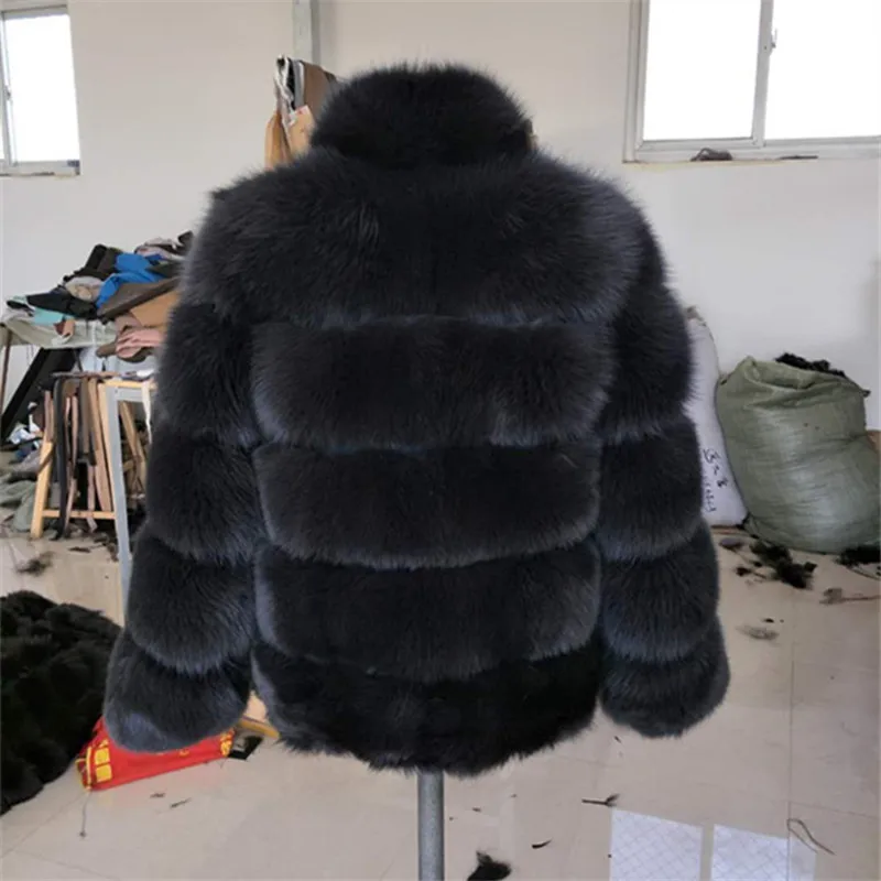 parka jacket women BINYUXD 2022 New Winter Coat Women Faux Fox Fur Coat Plus Size Women Stand Collar Long Sleeve Faux Fur Jacket Fur gilet fourrure puffy coats