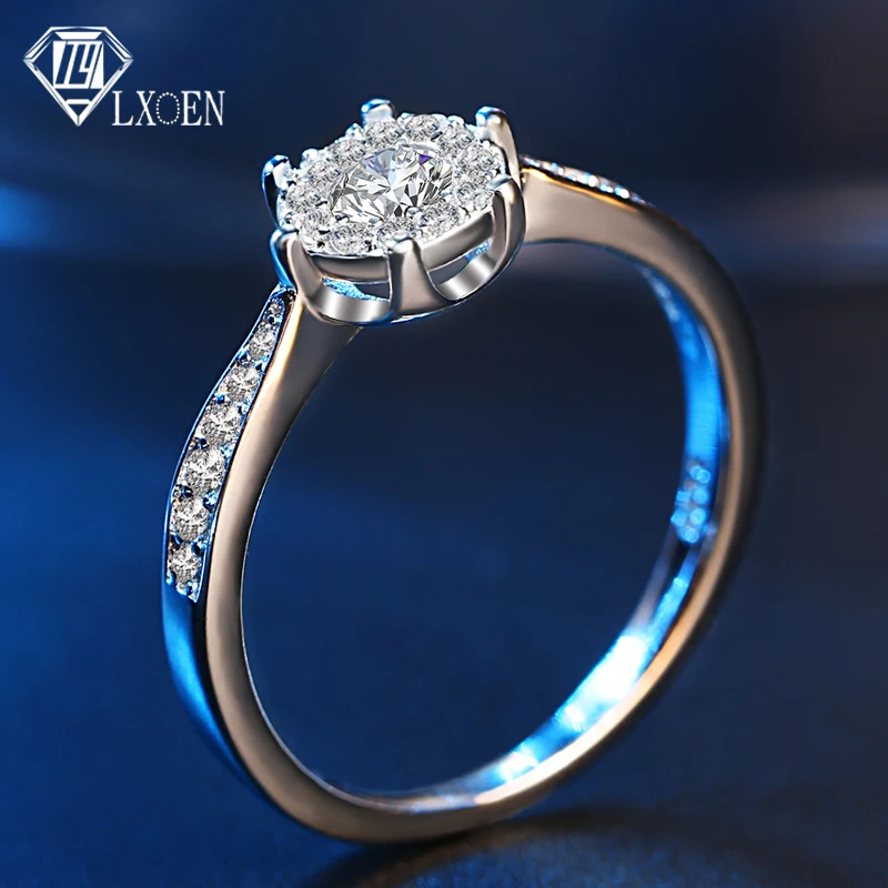 

LXOEN Inlay Luxury Zircon Engagement Ring for Women Silver Cubic Zirconia Crystal Rings Party Jewelry Accessories Gift anillos