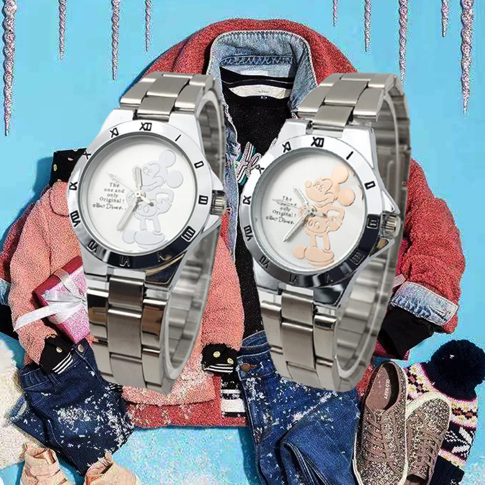Креативные женские часы с 3D мультяшной мышкой из нержавеющей стали, серебряные Модные женские кварцевые часы, женские минималистичные часы zegarek damski, подарок