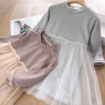 

Cotton Stripe Dresses Girls 2019 Autumn Kids Long Sleeve Dress Sweet Children Dress Fashion High-grade Girls Clothing
