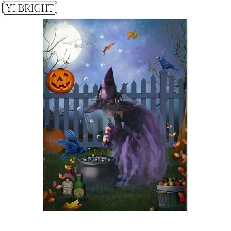

DIY Diamond Painting Portrait Diamond Embroidery Halloween Diamond Mosaic Witch Full Square Picture Of Rhinestone XY1
