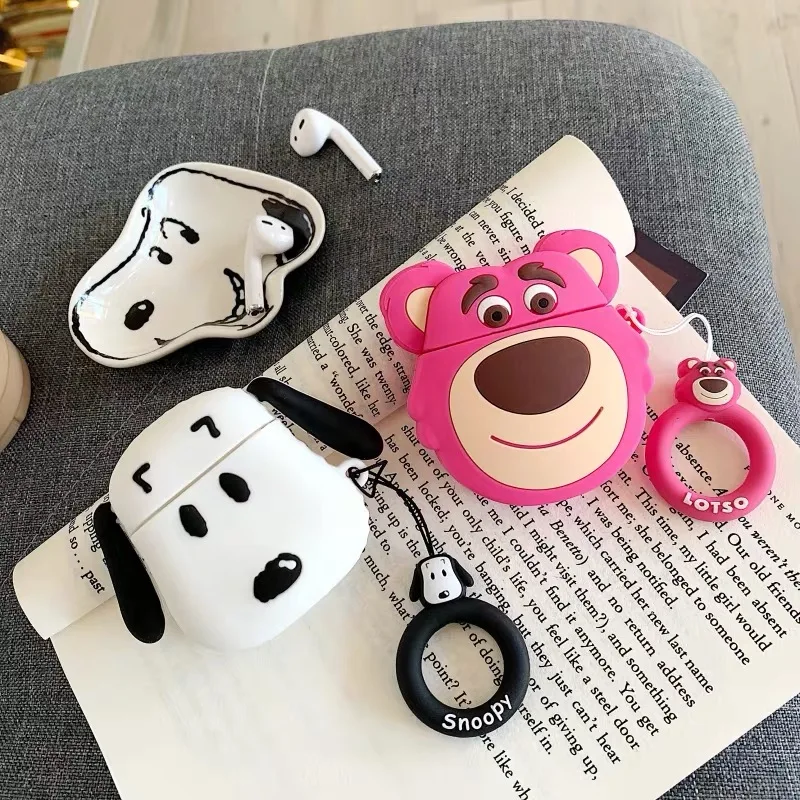 

For Airpods Case Cartoon Bear Bluetooth Earphone Protective Case Cute Silicone Cover Capa Fashion Funny for Air pods Key Strap
