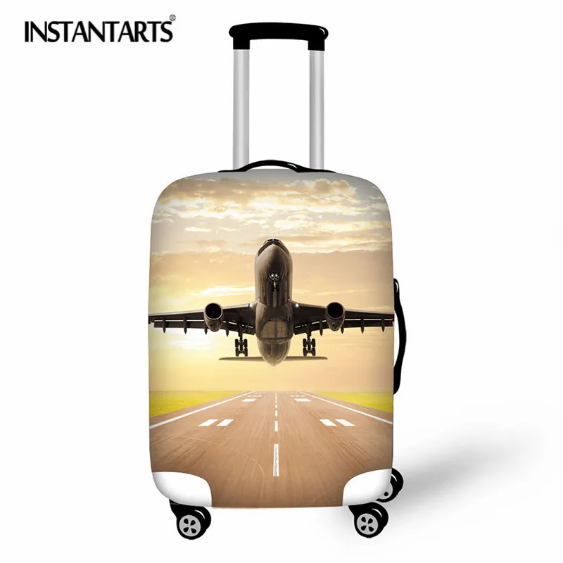 INSTANTARTS Aircraft Pattern Elastic Luggage Protective Cover Zipper