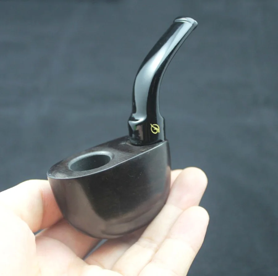 

Handmade Mini Natural Ebony Wood Smoking Pipe Smoke Tobacco Wooden Smoking Pipes + Pouch + 10pcs Filters KDE2